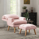 Bonzy Home Modern Accent Chair with Ottoman – Adjustable Backrest, Velvet Fabric Seating for Living Room, Bedroom & Office