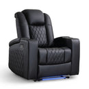 Ebello Power Recliner Chair, Faux Leather Electric Reclining Chair with LED Light Strip, USB Port, Cup Holders & Hidden Storage, Oversized Headrest for Home Theater, Black