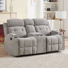 Bonzy Home Fabric Manual Loveseat Recliner with Center Console, Hidden Storage & Cup Holders — Dual Manual Reclining Sofa for Living Room & Meeting Room