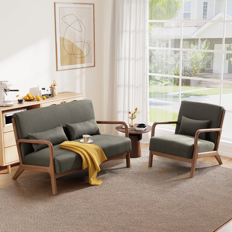 Bonzy Home Mid-Century Modern Tufted Loveseat & Accent Chair Set