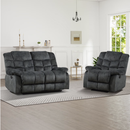 Bonzy Home Manual Recliner Sofa Set, Living Room Furniture with Single Recliner & Loveseat, Couch Set with Adjustable Backrest and Overstuffed Headrest, Gray