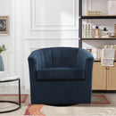 Ebello Design Swivel Barrel Accent Chair, Comfy Velvet Upholstered Armchair
