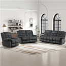 Bonzy Home Manual Recliner Sofa Set, Living Room Furniture with Single Recliner, Loveseat & 3-Seat Reclining Sofa, with Adjustable Backrest and Overstuffed Headrest, Gray