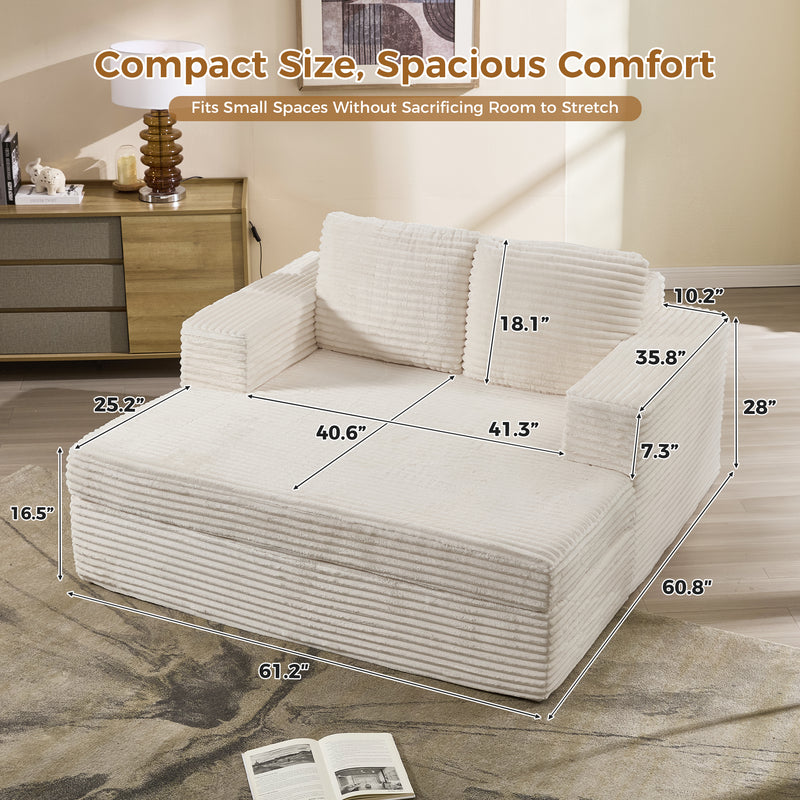 Bonzy Home Cloud Chaise Lounge - Oversized Indoor Sofa Bed Chair