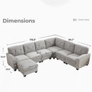 Ebello 6-Seater Oversized Sectional Sofa, L-Shaped Couch with Overstuffed Cushions & Movable Ottoman for Living Room, Apartment, Light Gray