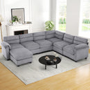 Bonzy Home Convertible Sectional Sofa Couch for Living Room With Ottoman Gray