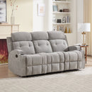 Bonzy Home 3-Seat Manual Reclining Sofa — Fabric Couch with Dual Manual Recliners for Living Room & Meeting Room