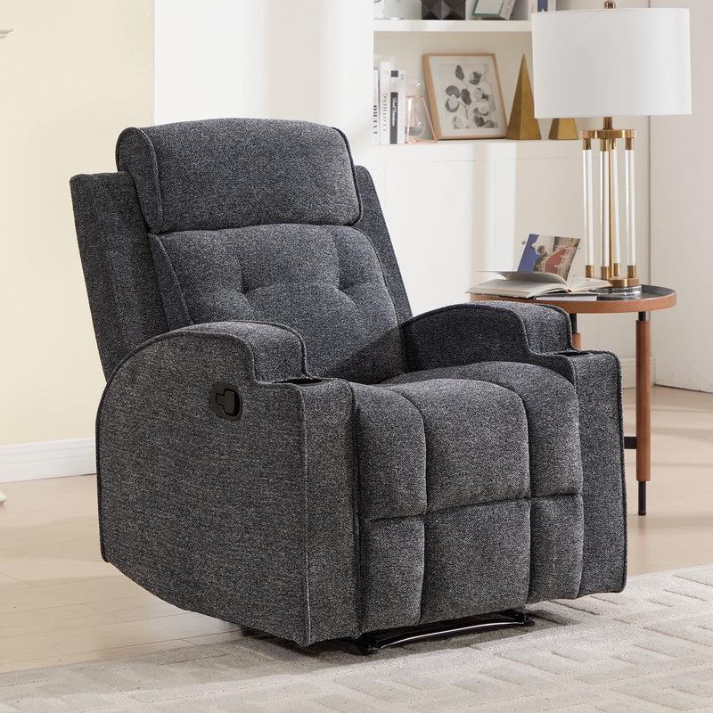 Bonzy Home Fabric Manual Recliner Chair — Modern Single-Seat Recliner with Padded Armrests & Backrest for Living Room & Bedroom