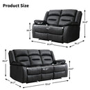 Black Faux Leather Power Recliner Loveseat + Three-Seat Sofa Set