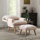 Bonzy Home Modern Accent Chair with Ottoman – Adjustable Backrest, Velvet Fabric Seating for Living Room, Bedroom & Office