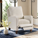 Bonzy Home Fabric Recliner Single Chair, Push Back Design with Retractable Footrest, Cushioned Seat & Solid Wood Legs, Accent Armchair for Bedroom & Living Room，White