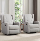 Bonzy Home Swivel Rocking Chair, Rocker Recliner Chair Set of 2, Glider Chair, Manual Recliner for Living Room & Nursery, Gray