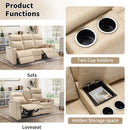 Bonzy Home Electric Power Recliner Sofa Set With Cup Holders, PU Leather 3 Seats, Living Room Furniture Set, Hidden Arm Storage