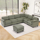 Bonzy Home Convertible Sectional Sofa Couch for Living Room With Ottoman