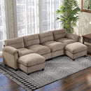 Bonzy Home Modular Sectional Sofa Couches for Living Room U-Shaped Sofa with Ottoman Brown