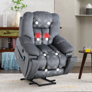 Bonzy Home Large Lift Recliner with Massage and Heating for livingroom, Oversized Light Gray
