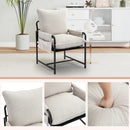 Bonzy Home Accent Chair Set of 2 Mid Century Modern Armchair with Metal Frame Upholstered Reading Chair Living Room Chairs for Bedrooms Living Room Home Office, White