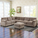 Bonzy Home Convertible Sectional Sofa Couch for Living Room With Ottoman Brown