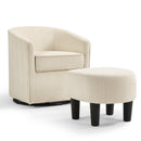 Ebello 360° Swivel Accent Chair with Ottoman, Plush Upholstered Reading Chair Modern Armchair with Footrest for Living Room, Study Room, Beige