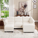 Bonzy Home Modular Convertible Sectional Sofa with Ottoman living room furniture sets, Oat