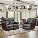 Brown Faux Leather Power Recliner Chair + Loveseat Set