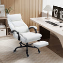 Bonzy Home Reclining Office Chair with Footrest, Ergonomic High Back Executive Chair, Adjustable Height, Lumbar Pillow, PU Leather, Quiet Wheels,