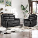 Bonzy Home Manual Recliner Sofa Set – Fabric Reclining Living Room Furniture with Single Recliner Chair & Loveseat Recliner Sofa Gray