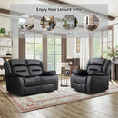 Black Faux Leather Power Recliner Chair + Loveseat Set