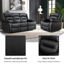 Black Faux Leather Power Recliner Chair + Three-Seat Sofa Set