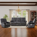 Ebello 3-Seater Manual Recliner Sofa,1+2+3 Pieces Overstuffed Fabric Reclining Couch with Removable Console Featuring Cup Holders for Living Room and Home Theater(Dark Gray,Chair+Loveseat+Sofa)