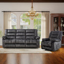 Ebello 3-Seater Manual Recliner Sofa,1+3 Pieces Overstuffed Fabric Reclining Couch with Removable Console Featuring Cup Holders for Living Room and Home Theater(Dark Gray,Chair+Sofa)