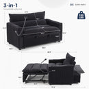 Ebello 3-in-1 Convertible Sleeper Sofa Chair Bed with Cup Holders & USB Ports - Space Saving Corduroy Futon Couch ,Adjustable Backrest, Easy Assembly(Black-H002)