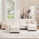 Bonzy Home Modular Sectional Sofa Couches for Living Room U-Shaped Sofa with Ottoman Oat