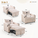 Ebello 3-in-1 Convertible Sleeper Sofa Chair Bed with Cup Holders & USB Ports