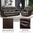 Brown Faux Leather Power Recliner Chair + Three-Seat Sofa Set