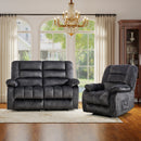 Ebello Manual Reclining Loveseat,1+2 Pieces Overstuffed Fabric Recliner Sofa set with Heating and Vibration,Individual Recline Function for Living Room(Dark Gray,Chair+Loveseat)