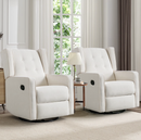 Bonzy Home Swivel Rocking Chair, Rocker Recliner Chair Set of 2, Glider Chair, Manual Recliner for Living Room & Nursery, White