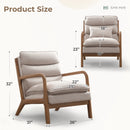 Ebello Mid Century Modern Accent Chair, Double-Padded Reading Armchair with Wood Frame & Lumbar Cushion for Living Room, Bedroom & Office, Beige