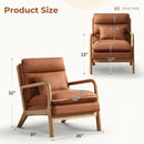 Ebello Mid Century Modern Accent Chair, Double-Padded Reading Armchair with Wood Frame & Lumbar Cushion for Living Room, Bedroom & Office, Brown