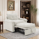 Bonzy Home 3-in-1 Pull Out Sofa Bed Chair, Soft Fabric Convertible Design with Side Storage, White