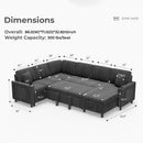 Ebello L-Shaped Sectional Sofa with Pull Out Bed, Storage Under Seat, Cup Holders, USB Ports & Side Pockets, Convertible Couch Bed for Living Room, Gray