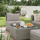 Ebello 7-Piece Modular Conversation Set, Outdoor Patio Sectional Sofa with Glass Coffee Table, Rattan Garden Furniture, GLG(Light Gray)
