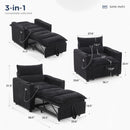 Ebello 3-in-1 Convertible Sleeper Sofa Chair Bed with Cup Holders & USB Ports - Space Saving Corduroy Futon Couch ,Adjustable Backrest, Easy Assembly(Black-H002)