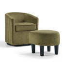 Ebello 360° Swivel Accent Chair with Ottoman, Plush Upholstered Reading Chair Modern Armchair with Footrest for Living Room, Study Room, Dark Green