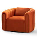 Bonzy Home Swivel Chair with Plump Pillow, Modern Velvet Accent Chair for Living Room Bedroom , Comfy Round Armchair, Orange
