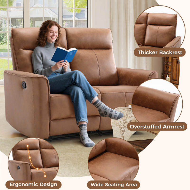 Bonzy Home Manual Recliner Sofa - Leather Reclining