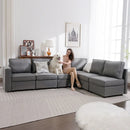 Bonzy Home Sectional Sofa U-Shaped with Storage and Reversible Chaises,Light Grey