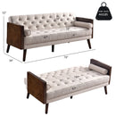 Bonzy Home Loveseat Sleeper Sofa Bed Convertible Futon with 2 Throw Pillows, Soft Chenille Tufted Folding Couch Sofa Bed for Small Space Living Room, Bedroom, Apartment Beige