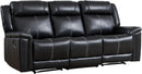 EBELLO Black Faux Leather Manual Recliner Sofa, 3-Seater Couch with Padded Headrest and Armrest, Mid-Century Modern Reclining Sofa for Living Room, Home Theater (Black)