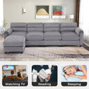 Bonzy Home Convertible Sectional Sofa With Ottoman, Ultra‑Comfort Seating – Configurable for Living Room & Family Room; Gray